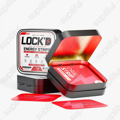 LOCK'D Energy Strips for focus and mental alertness, featuring fast-acting cognitive enhancement in a sleek, portable package.